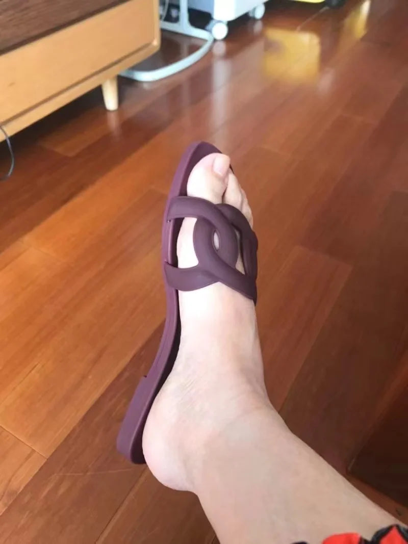 Woman Flat Slippers Candy Color Sandals