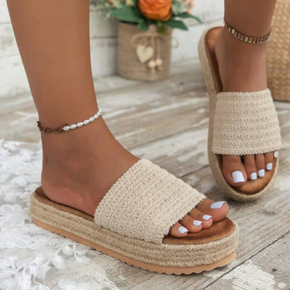 2025 verão feminino plataforma ao ar livre casual dedo do pé redondo sandálias plus size design simples senhoras chinelos para beach wear feminino