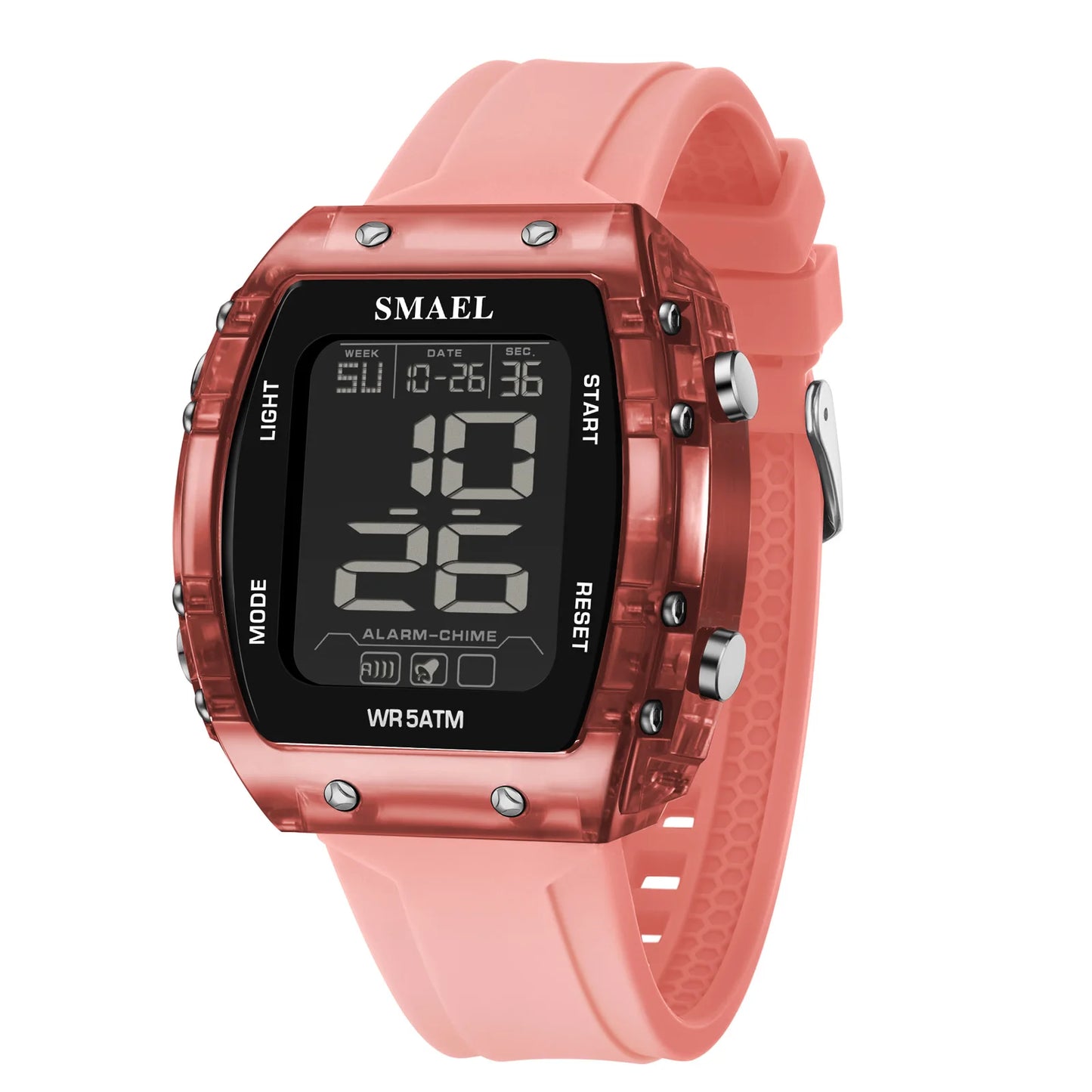 SMAEL Digital Watches Big Dial Rectangle Sport Watches LED Date 8108 Digital Watches 50m Waterproof Shockproof Men's Wristwatch