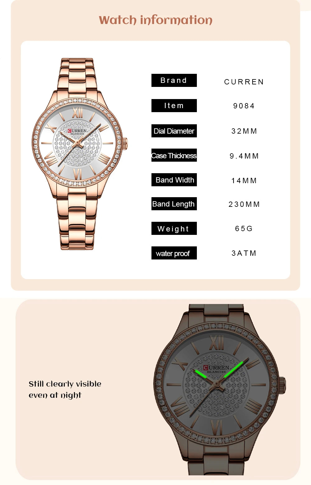 CURREN Luxury Watch Women Ring Necklace Earrings Rhinestone Fashion Wristwatch Female Casual Ladies Watches Bracelet 5PCS Set