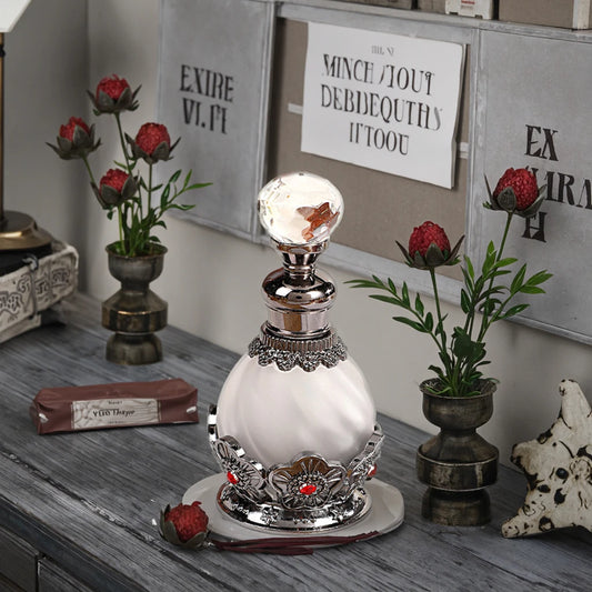 15ml Retro Arabic Dubai Metal Flower Perfume Bottle Essential Oil Attar Refillable Bottle Plum Blossom Flower Design 886