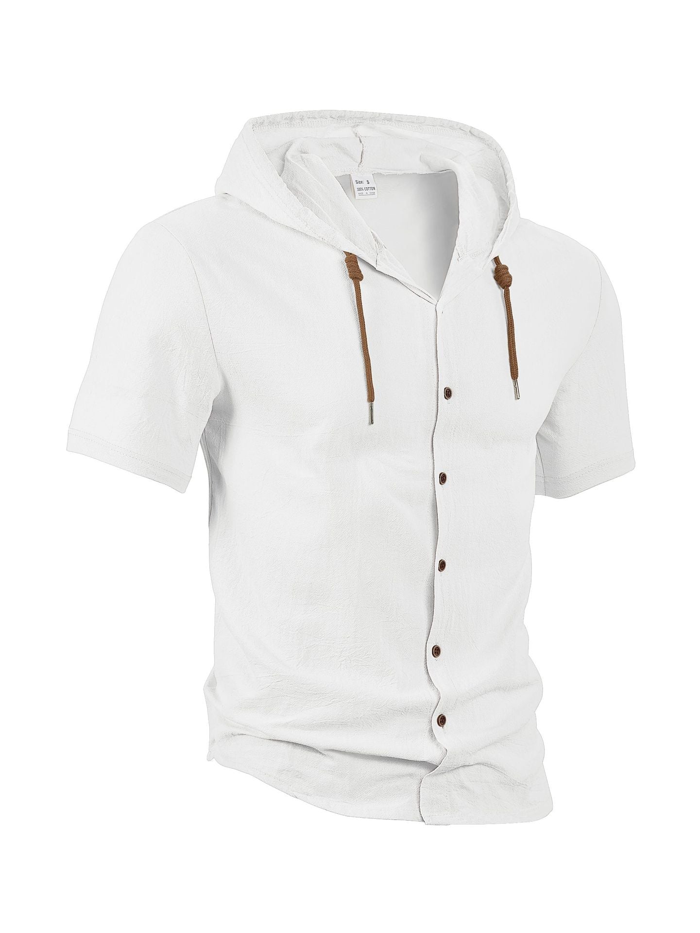 Men's Linen Blend Casual Hooded Shirt