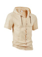Men's Linen Blend Casual Hooded Shirt