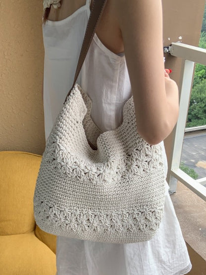 Cotton Thread Hollow Woven Tote Bag