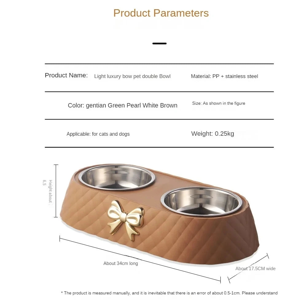 The BowlTie – Stainless Steel Double Pet Bowl with Bow-Tie Stand