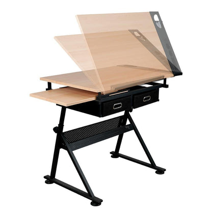 Tiltable drafting table with a free chair