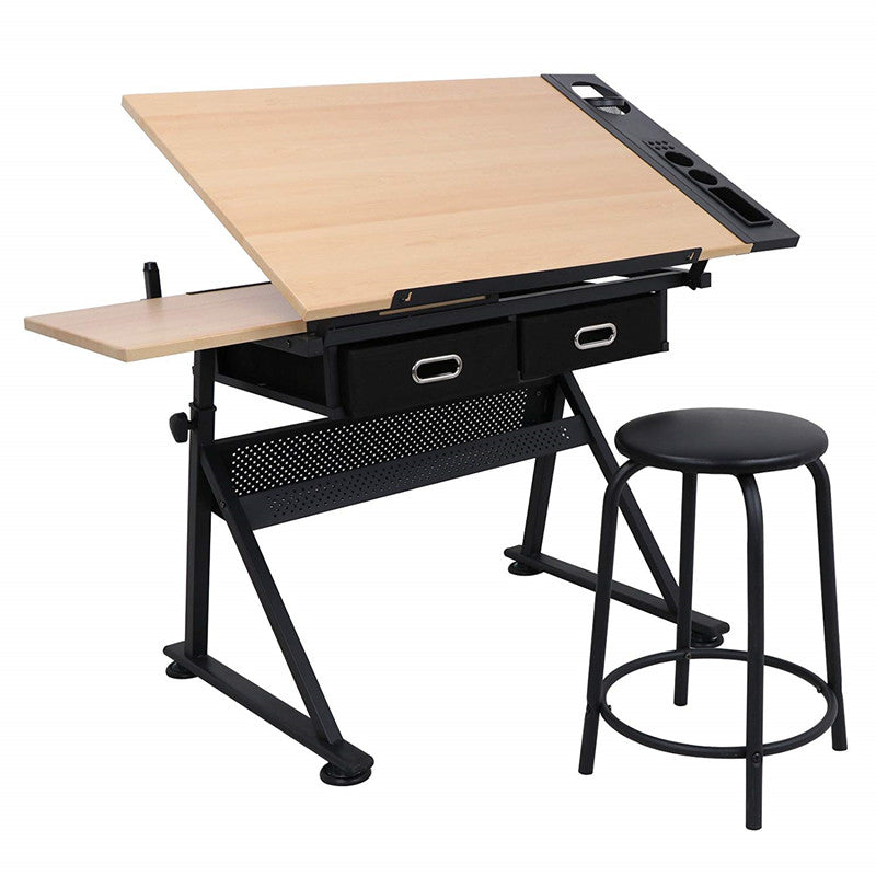 Tiltable drafting table with a free chair