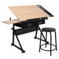 Tiltable drafting table with a free chair
