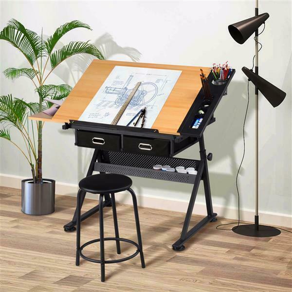 Tiltable drafting table with a free chair