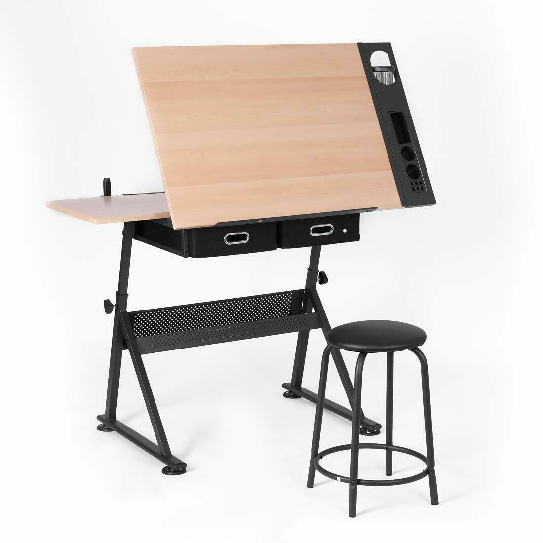 Tiltable drafting table with a free chair