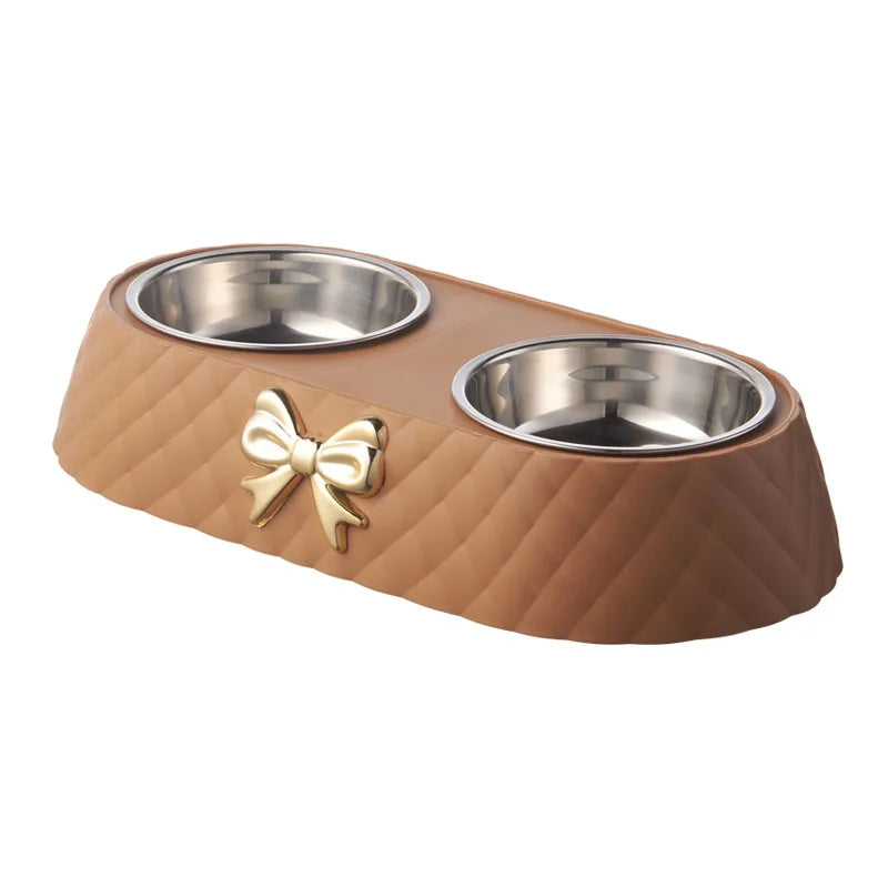 The BowlTie – Stainless Steel Double Pet Bowl with Bow-Tie Stand