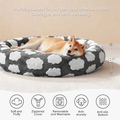 Donut Pet Bed – Round Calming Bed for Dogs & Cats with Removable Washable Cover