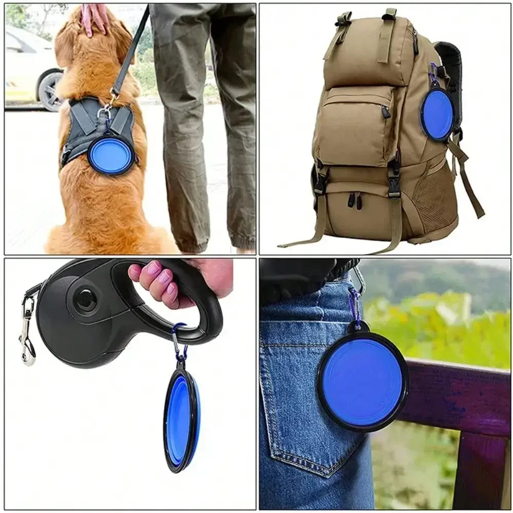 The TrailPup – 2-in-1 Foldable Silicone Travel Bowl with Carabiner