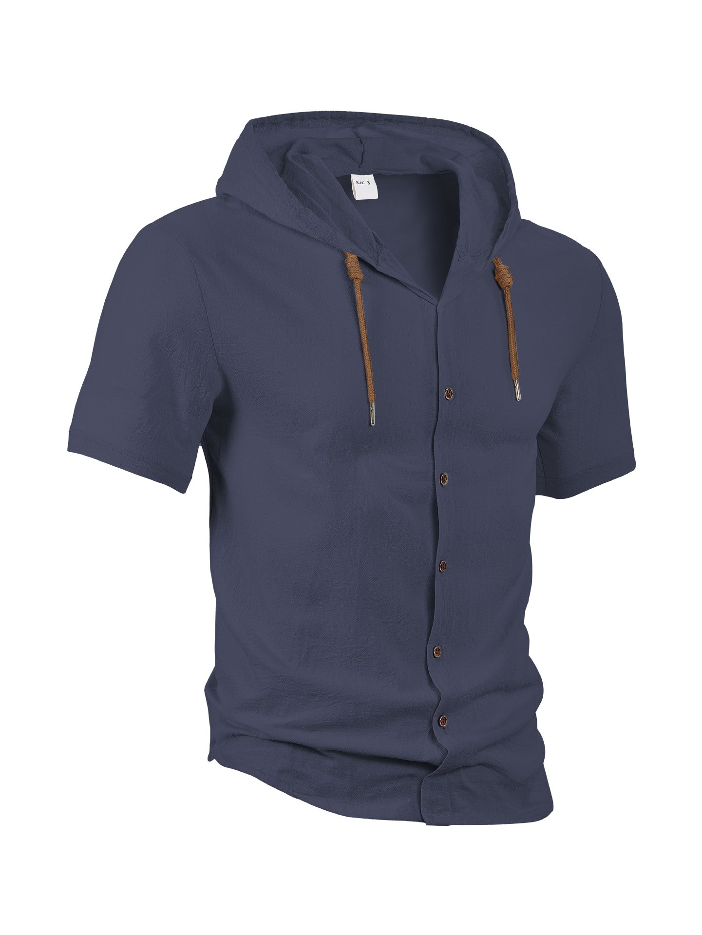 Men's Linen Blend Casual Hooded Shirt