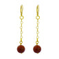 Brown Goldstone and Yellow Gold Vermeil Earrings, Heart Chain Earrings, Bloom Collection  | by nlanlaVictory