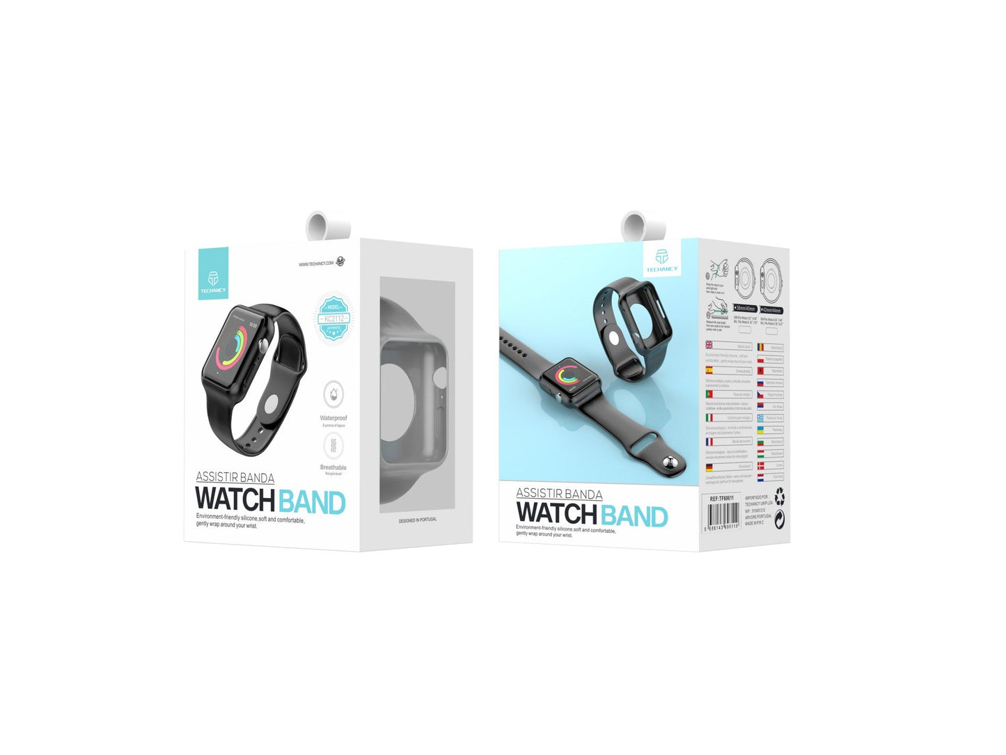 Pulseira para relógio totalmente adesiva Techancy, KC2112, compatível com Apple Watch 42-44 mm, cinzenta