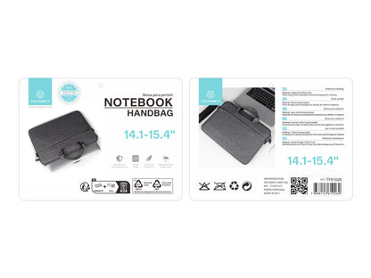 Mala de transporte para computador portátil Techancy TW2778, Preto, 14,1/15,4 polegadas, alça ajustável para o ombro