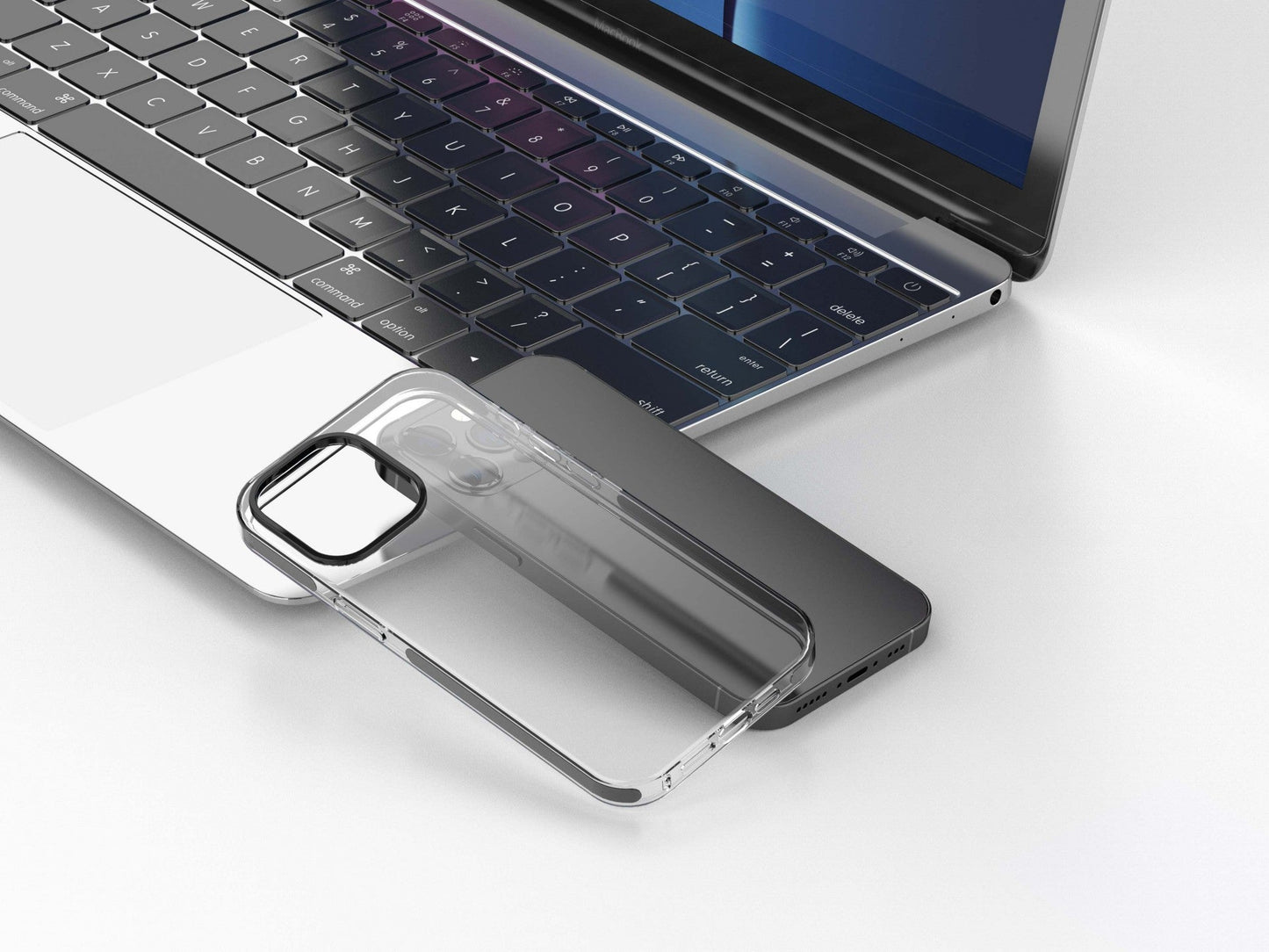 Capa transparente para telemóvel Techancy New Acrylic, KX5602, compatível com iPhone 14 Pro Max, transparente + Preto
