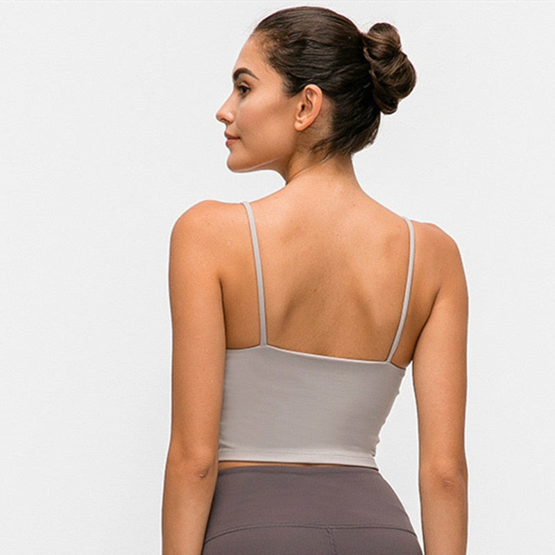 New Quick Dry Women Solid Vest-Type Yoga  with Removable Pads