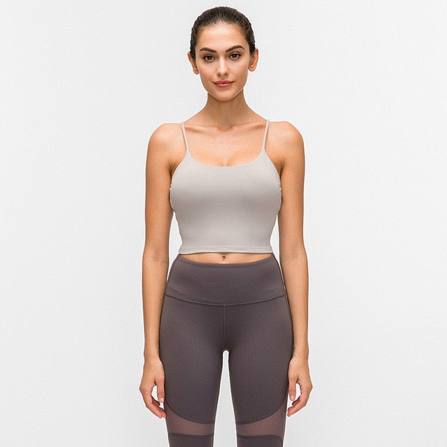 New Quick Dry Women Solid Vest-Type Yoga  with Removable Pads