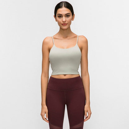 New Quick Dry Women Solid Vest-Type Yoga  with Removable Pads