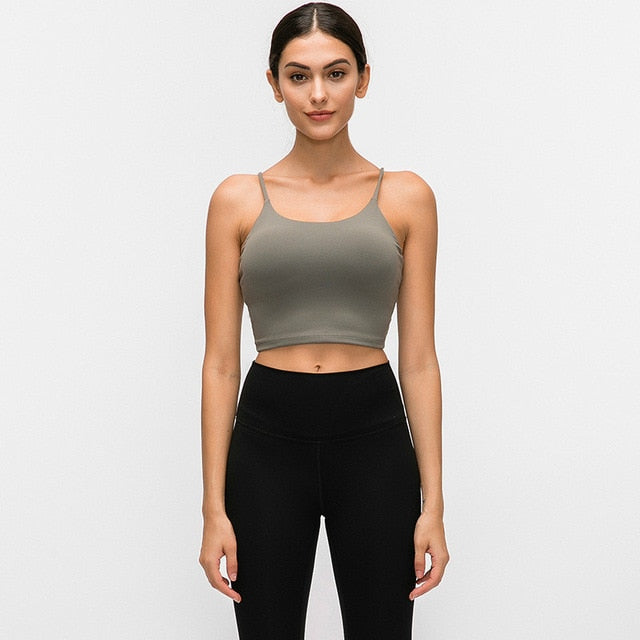 New Quick Dry Women Solid Vest-Type Yoga  with Removable Pads