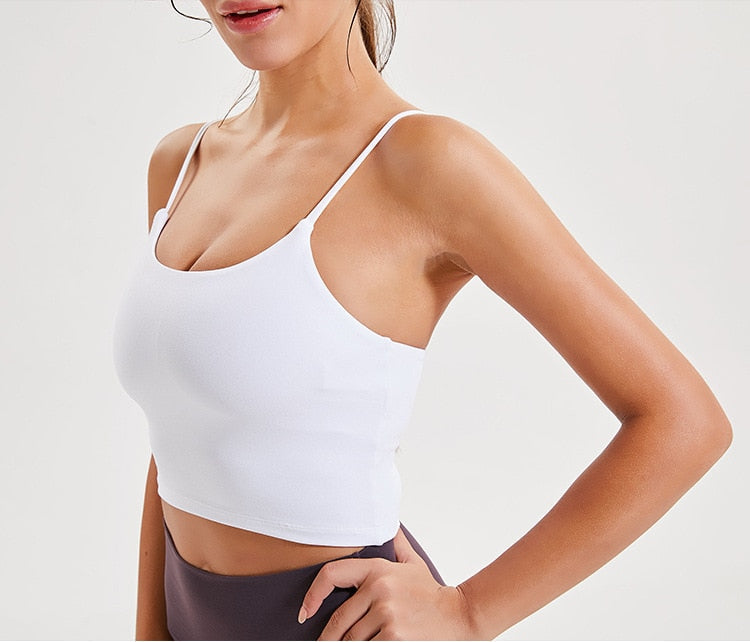 New Quick Dry Women Solid Vest-Type Yoga  with Removable Pads