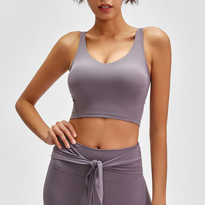 SHINBENE U-Back Butter Soft Workout Gym Yoga Bras Top Women Naked-feel Padded Athletic Running Fitness Sport Crop Tops Brassiere