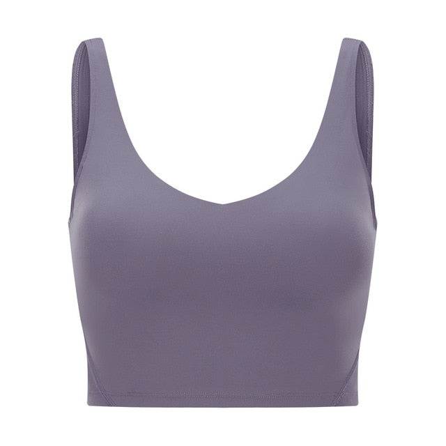 SHINBENE U-Back Butter Soft Workout Gym Yoga Bras Top Women Naked-feel Padded Athletic Running Fitness Sport Crop Tops Brassiere