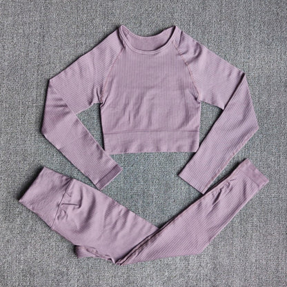 Yoga Set Seamless Women's Sportswear Workout Clothes Athletic Wear Gym Legging Fitness Bra Crop Top Long Sleeve Sports Suits