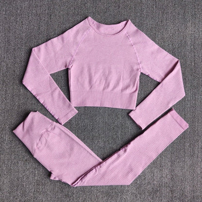 Yoga Set Seamless Women's Sportswear Workout Clothes Athletic Wear Gym Legging Fitness Bra Crop Top Long Sleeve Sports Suits