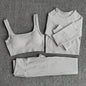 Yoga Set Seamless Women's Sportswear Workout Clothes Athletic Wear Gym Legging Fitness Bra Crop Top Long Sleeve Sports Suits