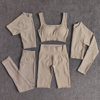 Yoga Set Seamless Women's Sportswear Workout Clothes Athletic Wear Gym Legging Fitness Bra Crop Top Long Sleeve Sports Suits