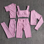 Yoga Set Seamless Women's Sportswear Workout Clothes Athletic Wear Gym Legging Fitness Bra Crop Top Long Sleeve Sports Suits