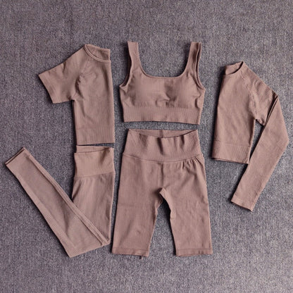Yoga Set Seamless Women's Sportswear Workout Clothes Athletic Wear Gym Legging Fitness Bra Crop Top Long Sleeve Sports Suits