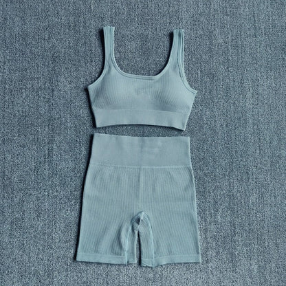 2PCS Women Yoga Set Gym Set Sexy Bra Seamless Sports Shorts Workout Running Clothing Gym Wear Athletic Sport Suit
