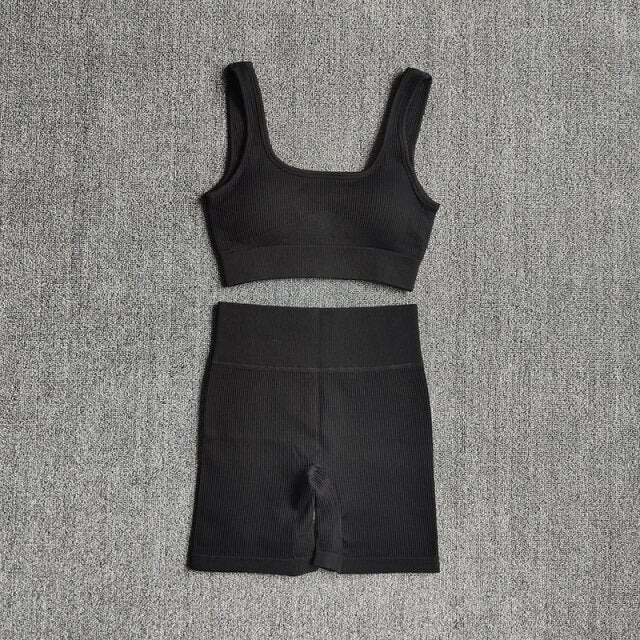 2PCS Women Yoga Set Gym Set Sexy Bra Seamless Sports Shorts Workout Running Clothing Gym Wear Athletic Sport Suit