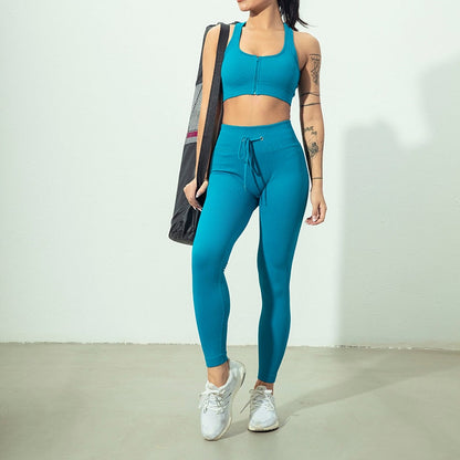 Seamless Women Yoga Set Workout Sportswear Gym Clothing Zipper Long Sleeve High Waist Leggings Fitness Bra Athletic Sports Suits