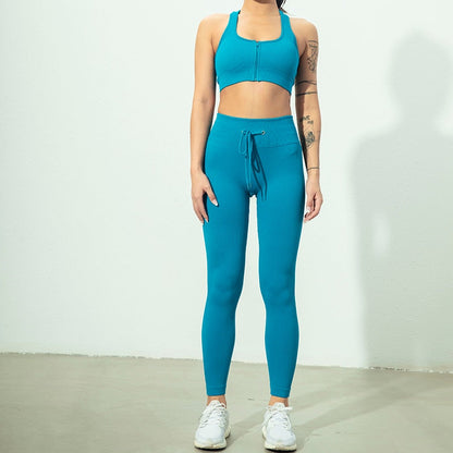 Seamless Women Yoga Set Workout Sportswear Gym Clothing Zipper Long Sleeve High Waist Leggings Fitness Bra Athletic Sports Suits