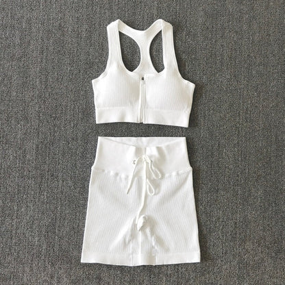 Seamless Women Yoga Set Workout Sportswear Gym Clothing Zipper Long Sleeve High Waist Leggings Fitness Bra Athletic Sports Suits