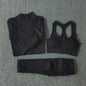 Seamless Women Yoga Set Workout Sportswear Gym Clothing Zipper Long Sleeve High Waist Leggings Fitness Bra Athletic Sports Suits