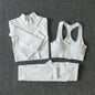 Seamless Women Yoga Set Workout Sportswear Gym Clothing Zipper Long Sleeve High Waist Leggings Fitness Bra Athletic Sports Suits