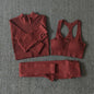 Seamless Women Yoga Set Workout Sportswear Gym Clothing Zipper Long Sleeve High Waist Leggings Fitness Bra Athletic Sports Suits
