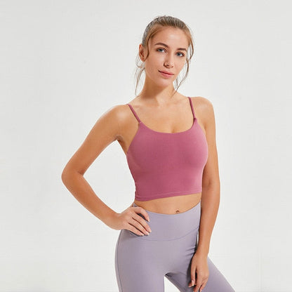 New Quick Dry Women Solid Vest-Type Yoga  with Removable Pads