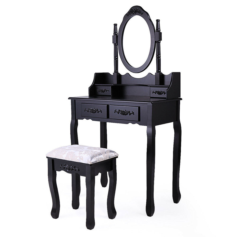 Dressing table with mirror and chair, Rome – available in multiple colors (Black)