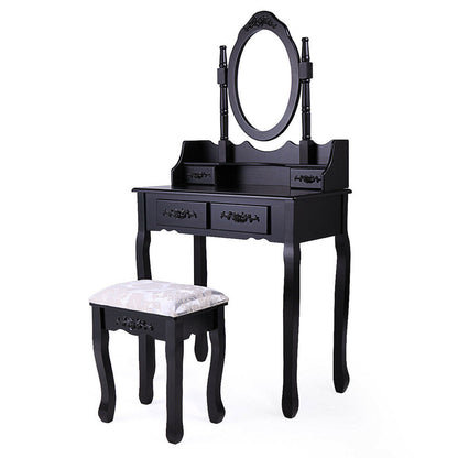 Dressing table with mirror and chair, Rome – available in multiple colors (Black)