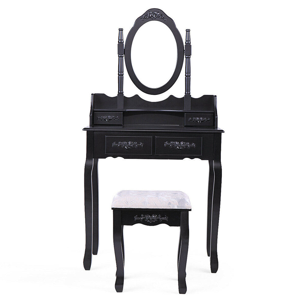 Dressing table with mirror and chair, Rome – available in multiple colors (Black)