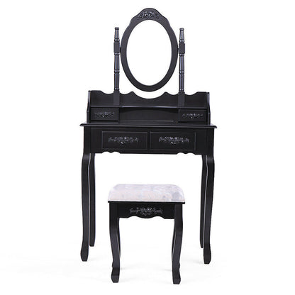 Dressing table with mirror and chair, Rome – available in multiple colors (Black)