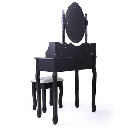 Dressing table with mirror and chair, Rome – available in multiple colors (Black)