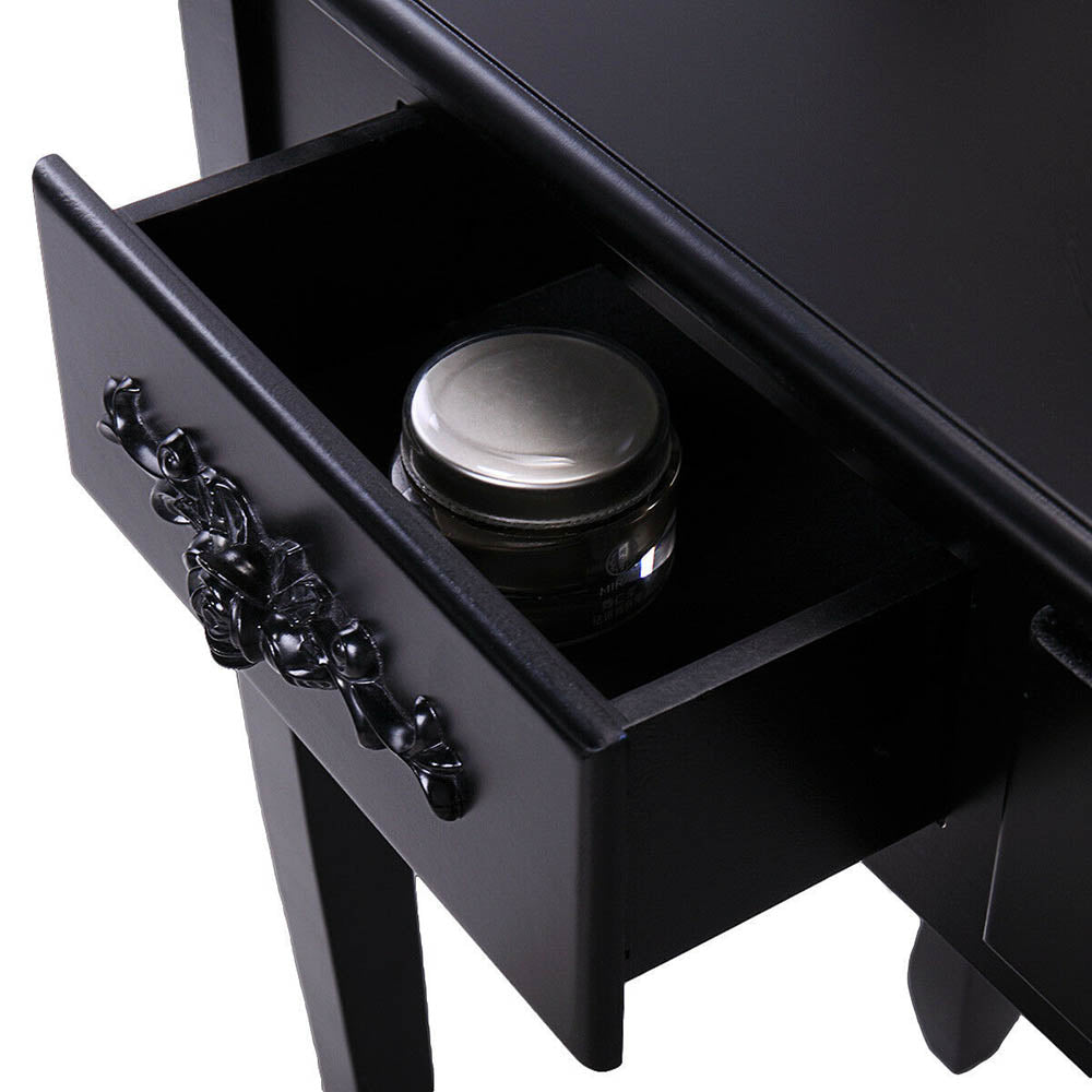 Dressing table with mirror and chair, Rome – available in multiple colors (Black)